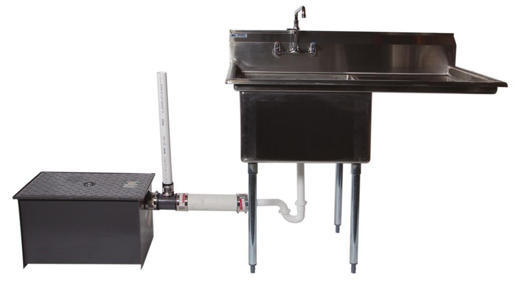 We recommend that you hold all clearances around and above the grease trap at a minimum of 12 inches for maintenance and cleaning purposes. This allows for ease of access during maintenance.
