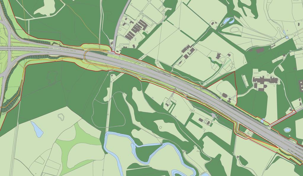 Map 3 - Connections to the northbound ( junction 10 to Painshill) and southbound (Painshill to junction 10) junction 10/ Wisley interchange elongated roundabout N New bridge for vehicles and