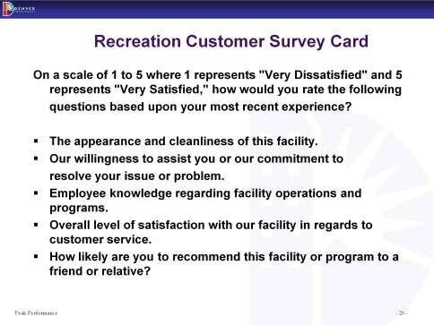 Sample of the Customer Survey Card that is