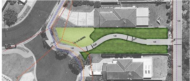 The proposed pedestrian link would be approximately 36 metres Stakeholders agreed this option should be discounted for the following reasons: The ramps are located alongside the garden which