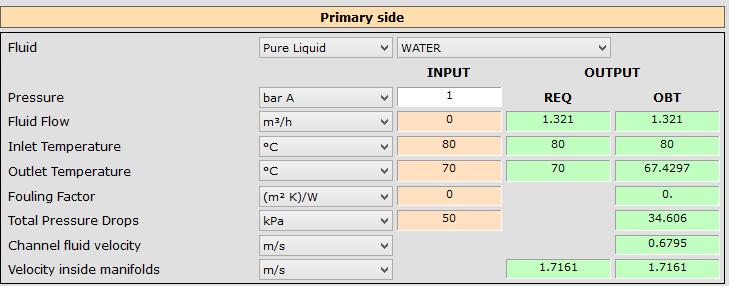 Third and fourth part is primary and secondary side data. In both sides, you can change the fluid. You can change the concentration of a solution (example ethylene glycol 40%).