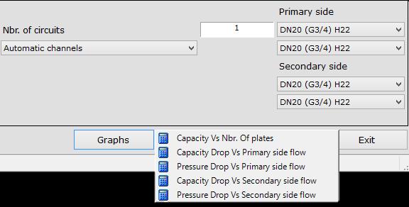 Pressure drop vs secondary side flow Select one of the available graphs and a new window will appear. In the new window, you have to define the range of the graph.