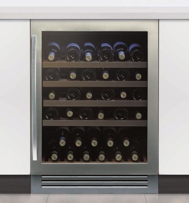 Wi6114 Undercounter single zone wine cabinet W 595mm Key Features No frost compressor cooling technology maintains a consistent temperature Single temperature zone stores either red or white wine