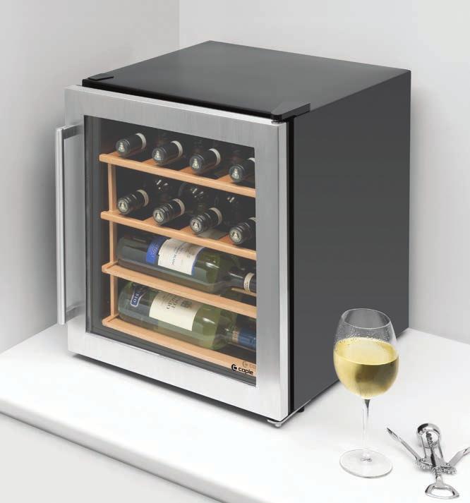 WF121 Freestanding single zone wine cabinet H 507mm Key Features Single temperature zone for red or white wine Temperature range 7ºC-18ºC UV/heat-free white LED lighting (switchable) 100% CFC/HFC