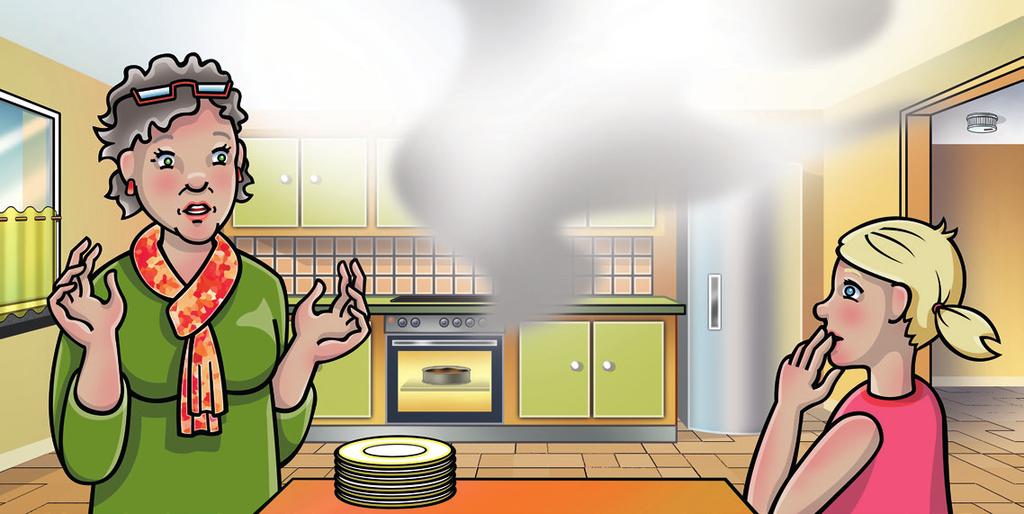 Meanwhile, there s something going on in the kitchen. There s smoke coming out of the oven.»oh no!«cries Grandma Inge.