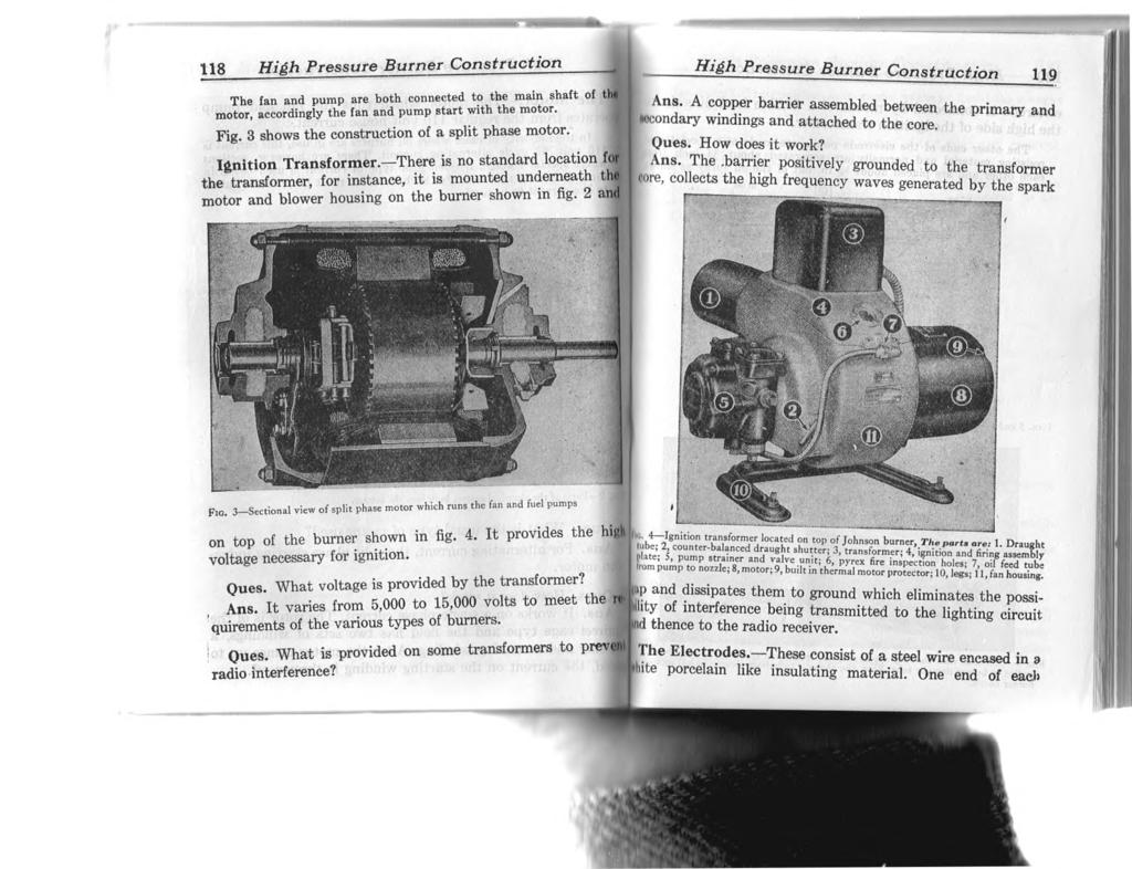 118 Hih Pressure Burner onstruction High Pressure Burner onstruction iig The fn nd pump re both connected to the min shft of t motor, ccordingly the fn nd pump strt with the motor. Fig.