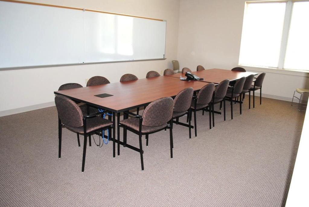 Capacity: 16 persons White Boards (3) Document Camera (1) Doors (1) Network Connections possible H112 Conference Room Layout: