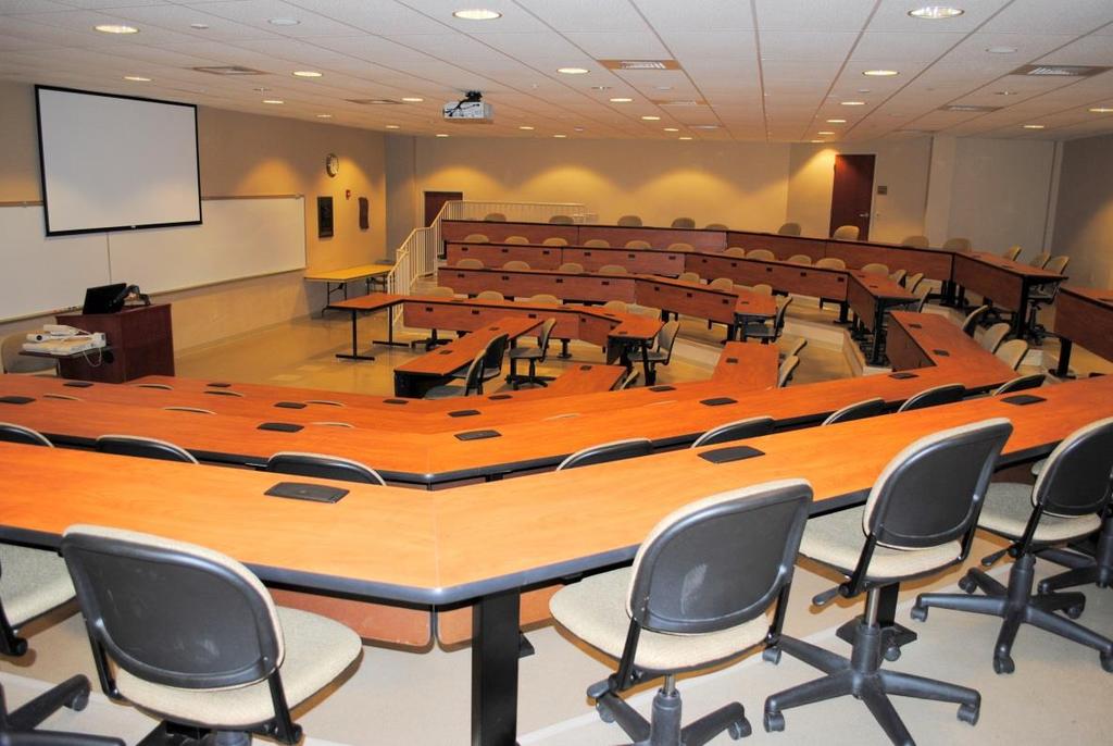 Capacity: 94 persons H212 Case Study Room Layout: Tiered classroom with both fixed and moveable seating White