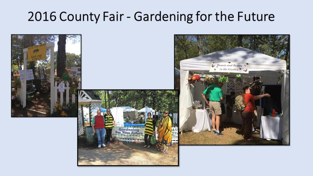 Since 1994 the Master Gardeners have provided a display booth for the Hamilton County Fair. The theme may vary from year to year, yet many of the favorite displays repeat each year.