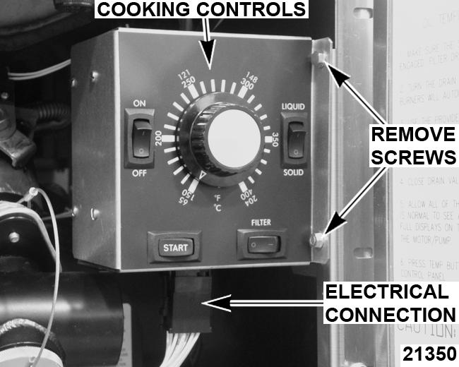 3. Remove switch mounting screws. 3. Remove screws securing controls. 4. Remove cooking control cover. 5.
