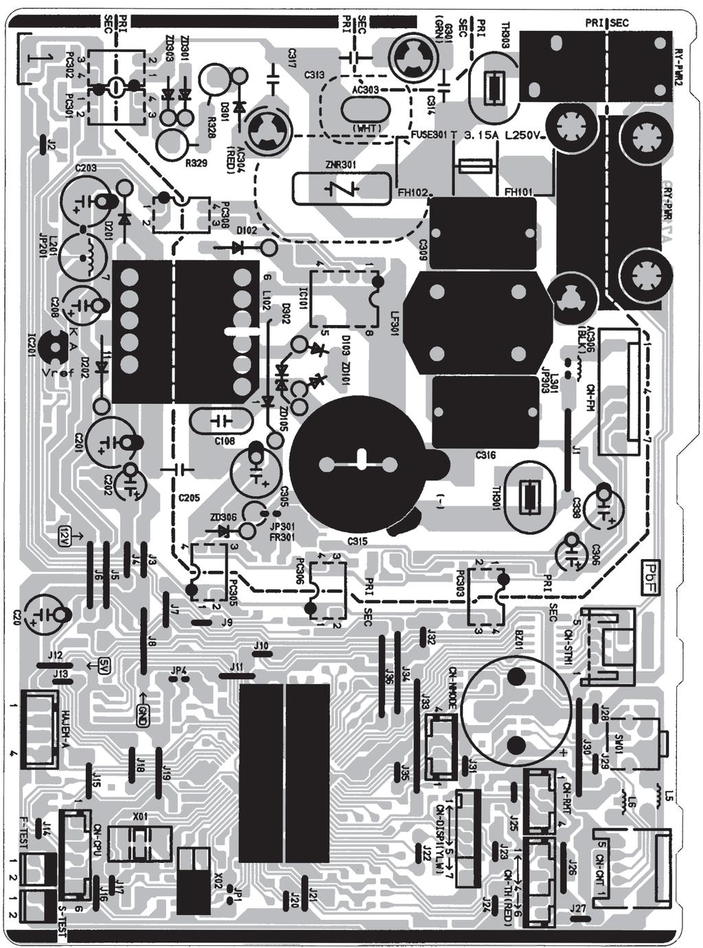 11. Printed Circuit Board 11.1 Indoor Unit 11.1.1 Main Printed Circuit Board AC304 AC303
