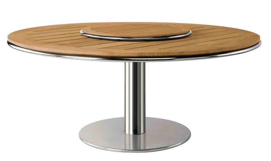 35168S FC35168S 35042S Mariner 316 Round Dining Table with Teak Top DIAMETER 67 (170cm) HEIGHT 29 (74cm) BASE SPREAD 31.5 (80cm) EDGE HEIGHT 0.