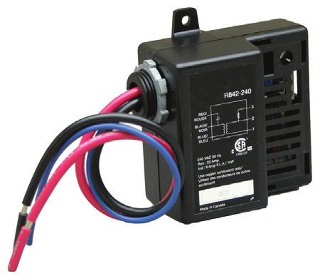 voltage resistive loads from a low voltage control circuit. Inductive motor loads can also be controlled (120V to 240V only). Compatible with 24V thermostats.