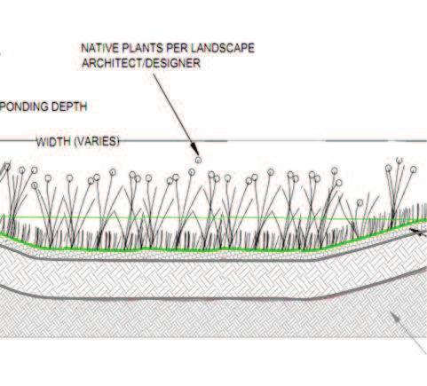 Measure the area draining to the planned garden and determine required rain garden surface area from the table on the next page and your planned excavation depth. 3.