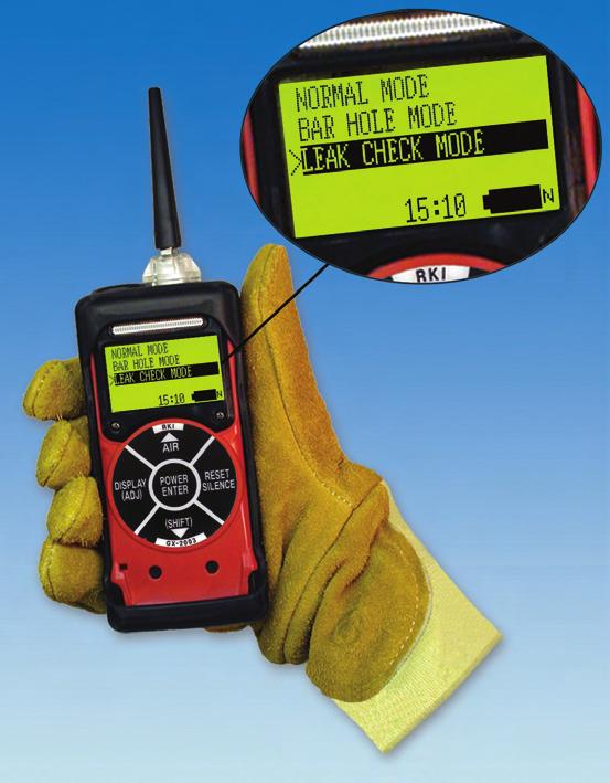PO24 0812/2000 CONFINED SPACE / BAR HOLE / LEAK DETECTOR GX-2003 Model C US C Three operating modes: Normal, Bar Hole, and Leak Check Monitors LEL, and % volume methane, O2, CO and H2S Barhole mode