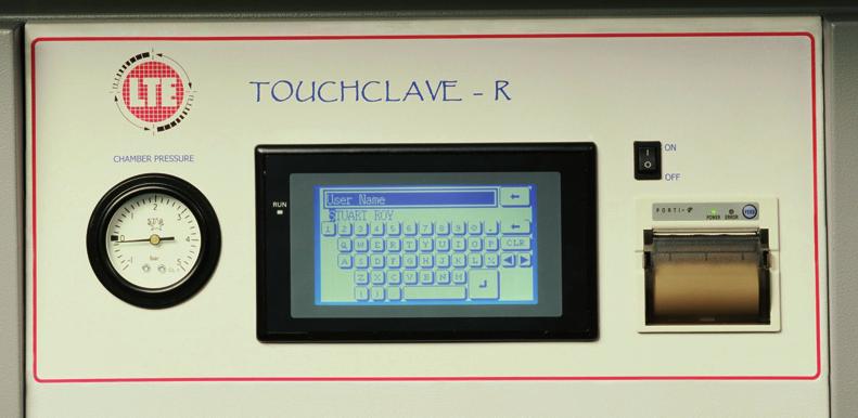Touchclave R (Rob) 8/5/06 12:31 pm Page 7 7 Touchscreen Control System Touchclave-R autoclaves incorporate our popular Touchscreen control system.