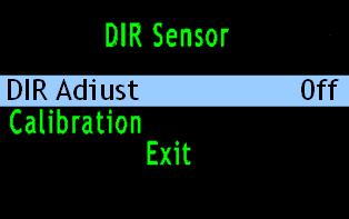 Figure 6 Direction sensor setting menu a Turn on/off the direction sensor In the direction sensor setting interface,short press button to move the choice bar to "DIR Adjust" item.