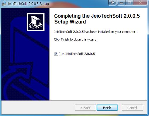background. Check the Run JeioTechSoft 2.0.