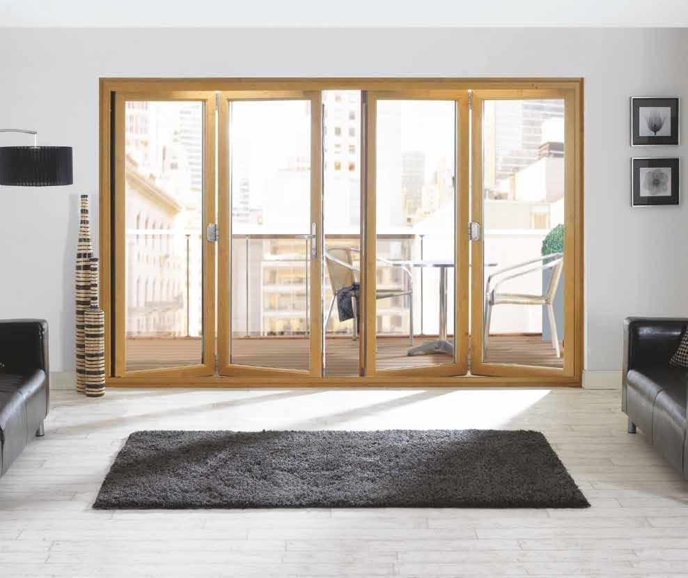 Realistic woodgrain finishes This 4-2-2 configuration Aspect bi-fold door in Irish Oak is an