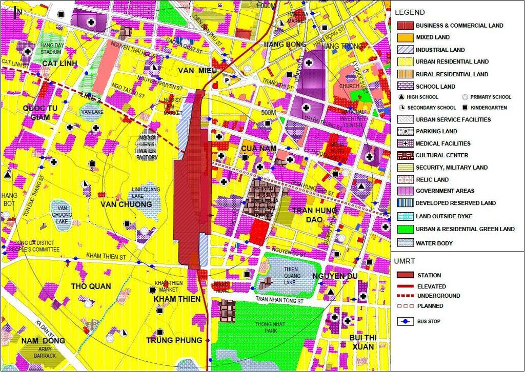 3.6.5 Hanoi Station (V8) Area 1) Locational Characteristics 3.235 Hanoi Station (V8) will be an elevated structure located at the west edge of the AQ and the FQ and in the centre of Hanoi urban area.
