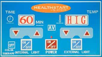 CONTROL PANEL INSTRUCTIONS Plug the Healthstart Ultra Far Infrared Sauna into a 220-240v grounded power outlet.