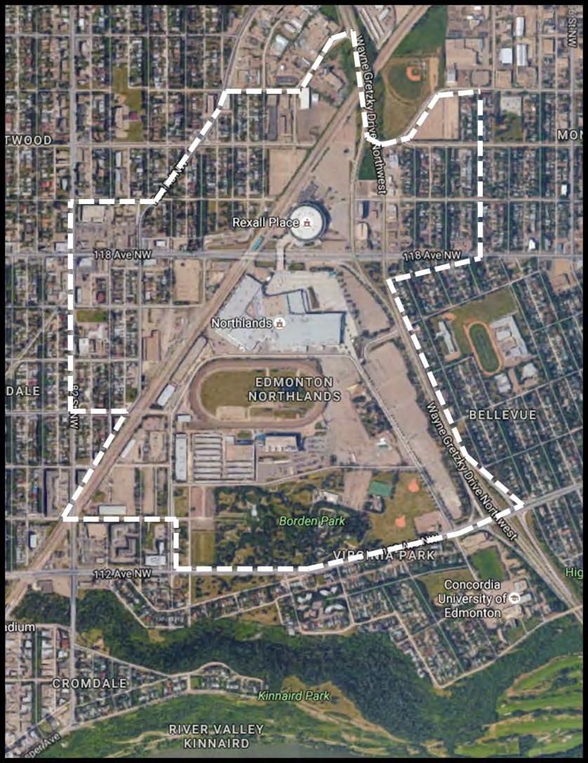 Proposed Study Area Planning work will consider the current Northlands site and the edges of adjacent communities Examining areas with the