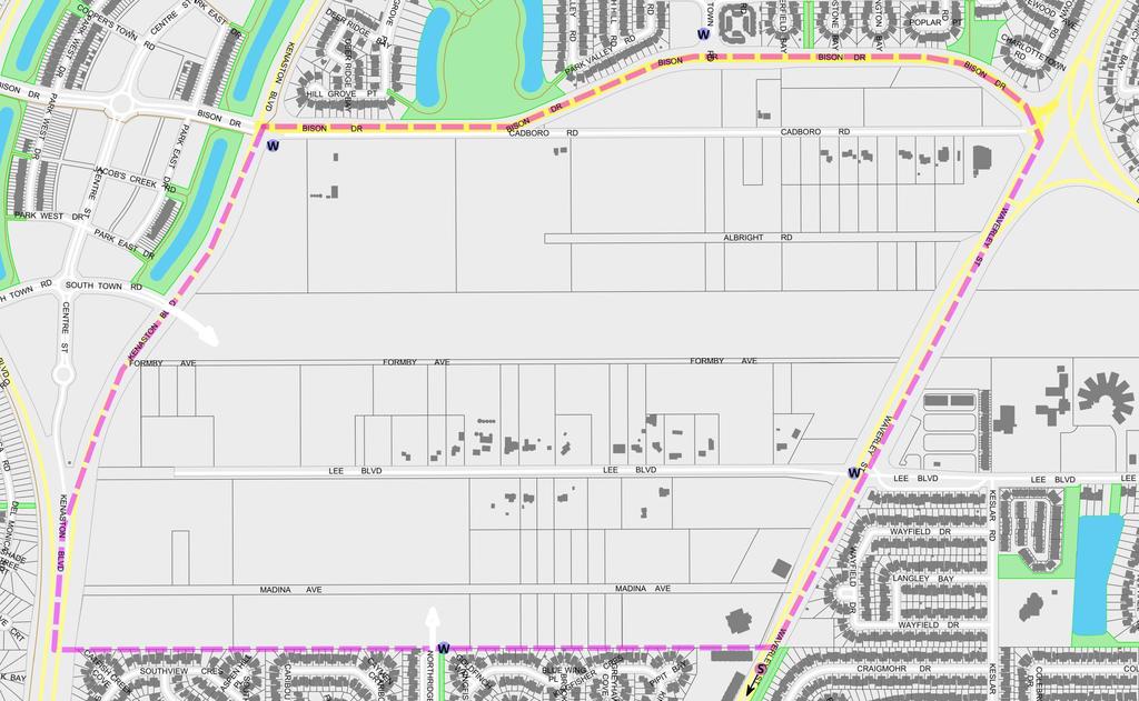 9 Connections LEGEND Future Bison Drive Extension (four lanes) Likely Road Connection Drainage S ater Pipe Regional Sewer Connection Paths and