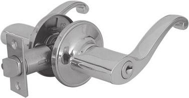 ENTRY LEVERSET Handle  Adjustable latch, 2-3/8" or 2-3/4" Locks from interior knob 809115 CLAM 1/24 BRUSHED NICKEL 809116 CLAM 1/24 DECORATIVE COMBINATION ENTRY AND DEADBOLT LEVERSET
