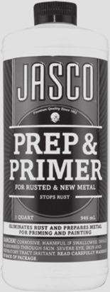 800462 DISPLAY BAG 1/12 JASCO PREP & PRIMER Converts rust into a black, paintable surface Prepares old/new metal, rusted or unrusted steel, aluminum or galvanized prior to