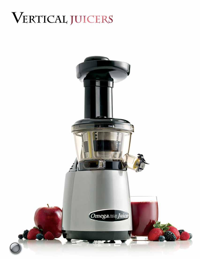Model VRT400/402 New Vertical Juicers from Omega operate at a super low speed of 43 RPM.