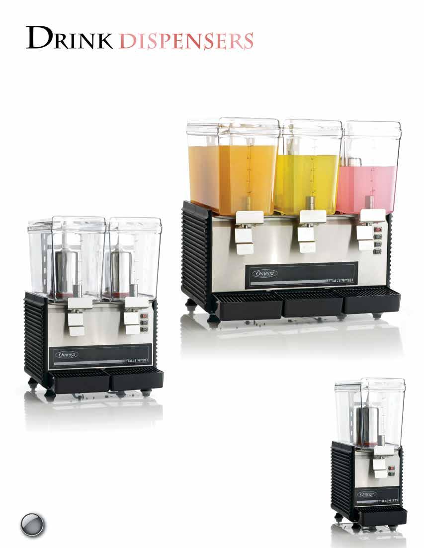 Model OSD30 OSD20 OSD10 The Omega Drink Dispensers are cool and compact with up to 3 separate 3 gallon bowls. Each model s small footprint is ideal when space is at a premium.