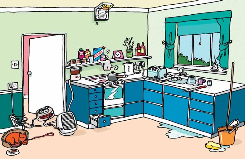 5 Causes of accidents in the home Can you circle the obstacles in the room that could cause an