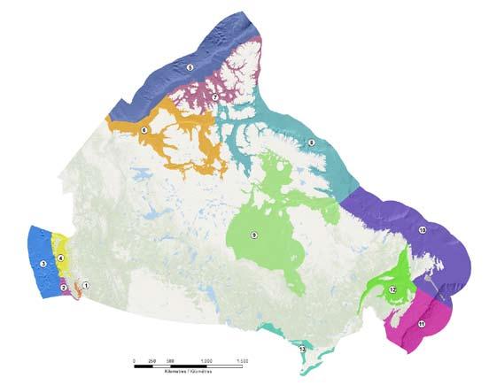 Progress in Priority Marine Bioregions Work is advancing in five priority bioregions: Pacific Northern Shelf, Western Arctic, Newfoundland- Labrador Shelves, Scotian Shelf, and the Estuary and Gulf