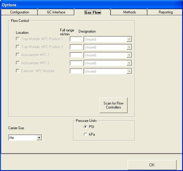 Click Scan for Flow Controllers. Designate the flows to the MFC(s).
