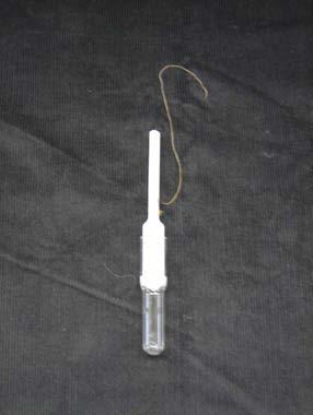 Figure A.1B: Craig Tube Assembly Solution to be cooled and crystallized in bottom of Craig Tube. Inner Plug fits on top and wire is wrapped around inner plug.