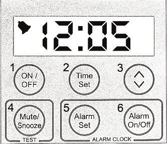 LCD & Keypad The LCD is back-lit and is used to display the Time, Wake-up Alarm settings, low Battery conditions and any faults. In a fire alarm condition, the LCD will display FIRE.