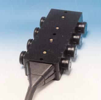 Connector blocks can be supplied in kit form for localised assembly, or with pre-moulded 8 core cables with lengths of 7 metres to 60 metres Catalogue Ref: 4WAY/8C-1.
