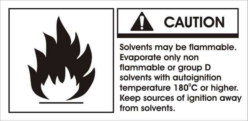 Chapter 3: Getting Started CAUTION: Solvents used in the CentriVap may be flammable or hazardous. Use extreme caution and keep sources of ignition away from the solvents.