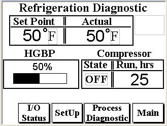 Refrigeration Diagnostic Screen On this screen, the user can see information that will help identify and troubleshoot refrigeration system issues. 8 1 2 7 6 4 5 3 1.