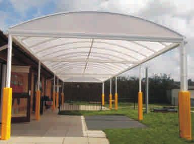 which can be used to blend the canopy in with the existing building roof structures or create a