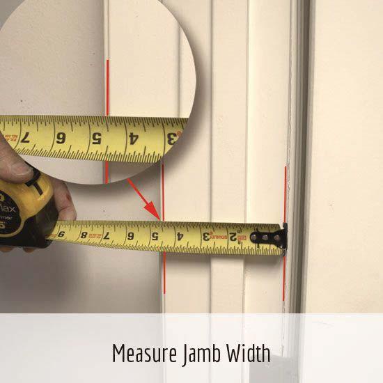 Step 3 Measure Jamb Width [Depth] With the door open, place the tape hook on the edge of the jamb (inside hump) Ensure you avoid measuring any