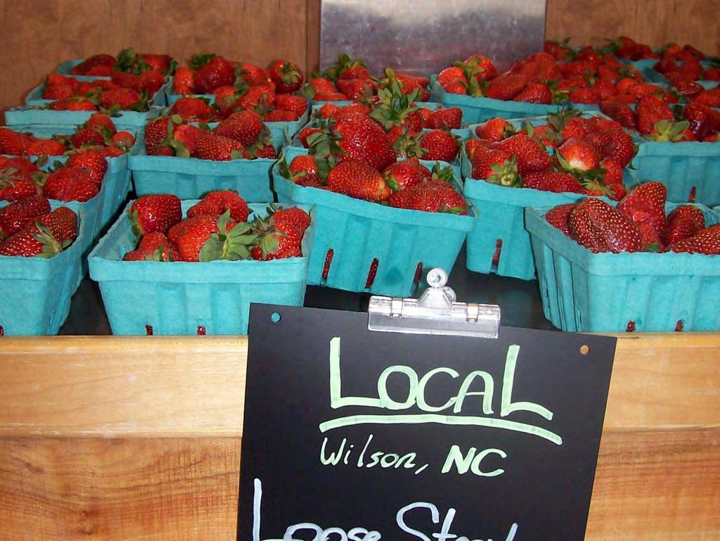 During the NC strawberry season, some stores sell local strawberries.