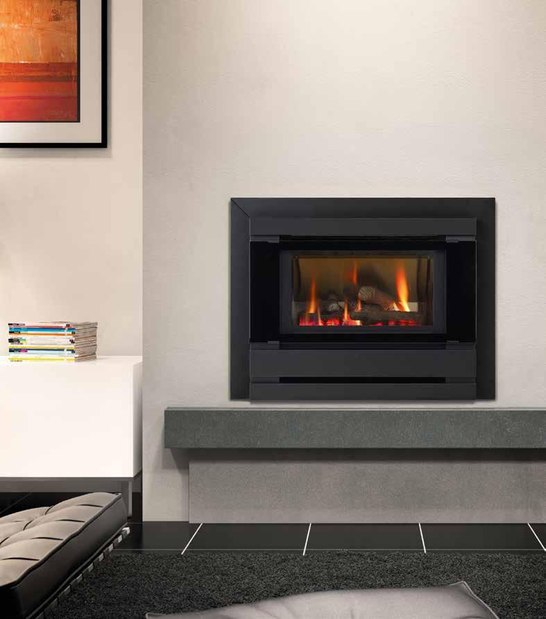FITZIB-SDENB heater shown with optional 3 sided black surround FITZSURROUND3SX-B Standard features + Electronic ignition and controls + 3 heat and fan speed settings