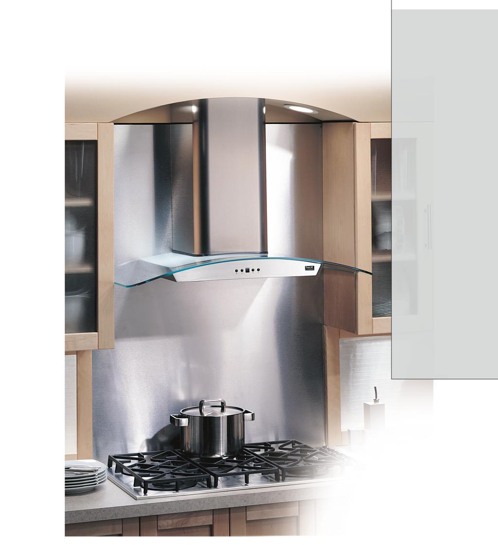 CHIMNEY HOODS A graceful arc and powerful vertical lines melt in a contemporary design that s at home K7388 in any setting and with every décor.