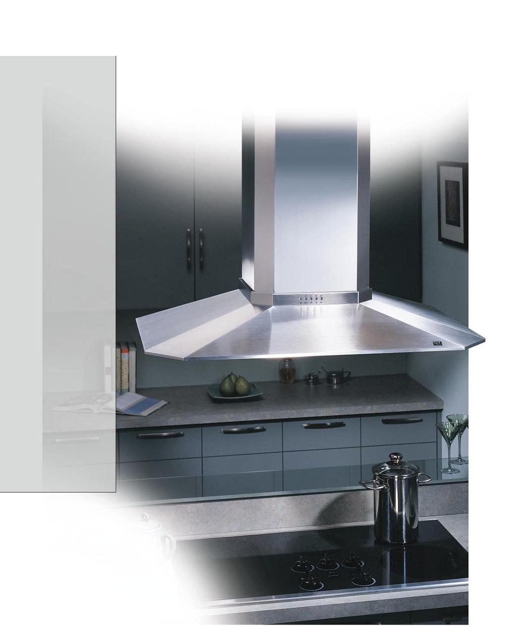 ISLAND HOODS IS170 Slim-line, multi-faceted design in beautiful brushed stainless, or two durable powder coated colors Powerful yet quiet internal and external blowers with HVI certified performance