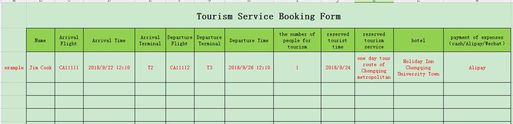 Online reservation Travel services can be booked in advance by e-mail.