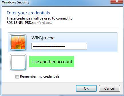 o Enter your SUNetID password in the 'Enter your credentials window.