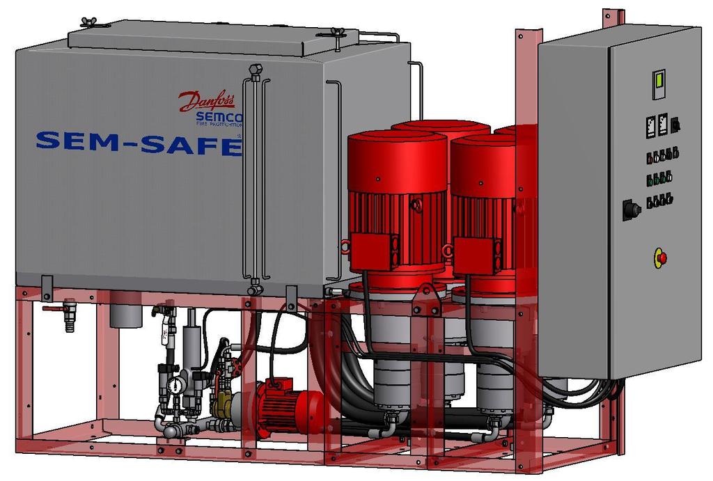 Components & Installation SEM-SAFE HP Water Mist Pump Unit Pressure Relief Valve Tank on unit Pressure Switch Unit Control Panel UCP System