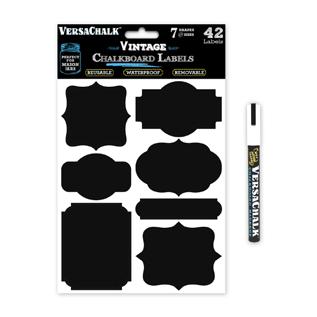 VC103-VN2 Chalkboard Labels Vintage Style with Marker 7 Shapes - 42 Labels