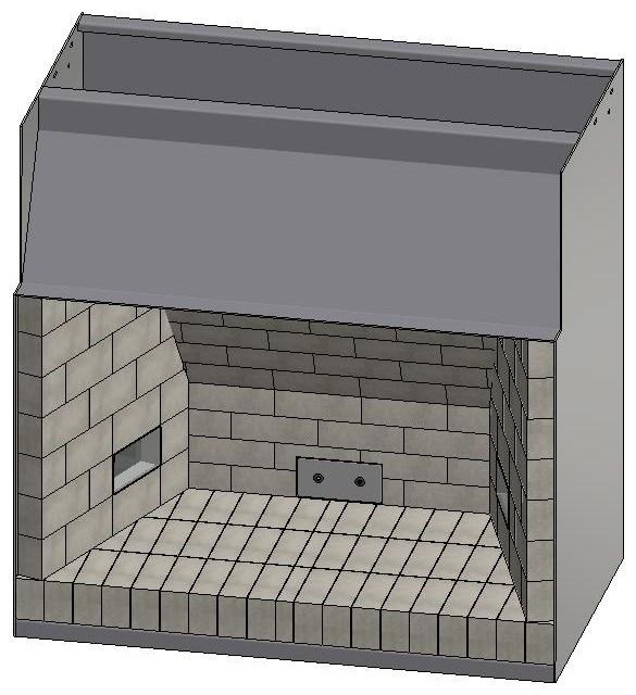 Additionally, lay up the first layer(s) of the fireback, leaving one brick s worth of a gap in the centre of the base (or where the gas feed is located).